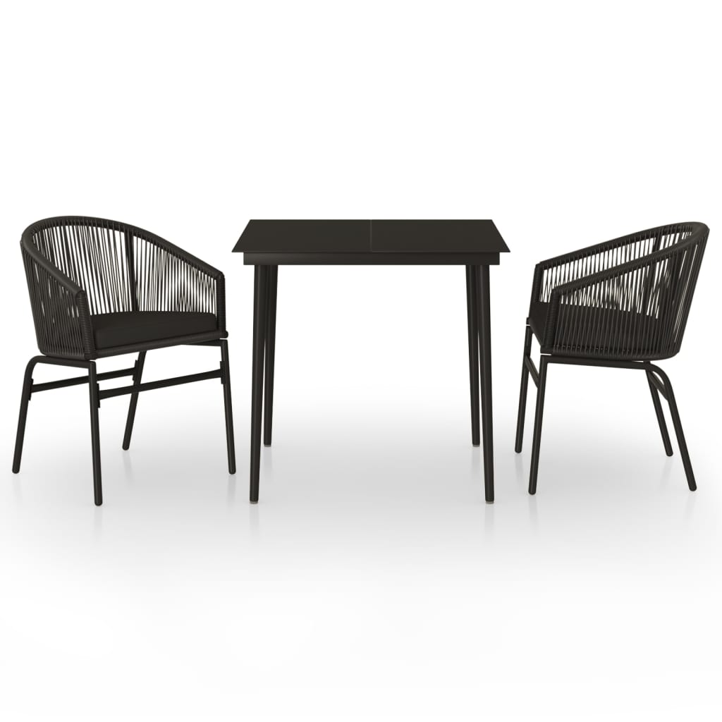Vidaxl 3-Piece Garden Furniture Set, Black