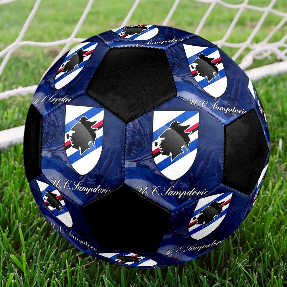 1pz Logo Sampdoria Misura 5 Pallone da Calcio Praha Pallone da Calcetto Indoor Colorato Per Tutte le Età Cucito a Macchina PVC Pronto per la Competizione Resistente Ad Alto Rimbalzo
