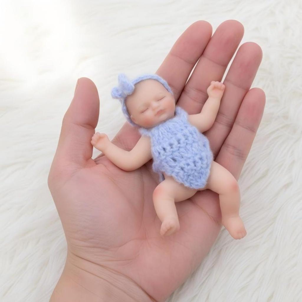 Cloveray 5-inch (12cm) Reborn Doll, Silicone, Full Body, Realistic Baby Doll, for Collection, Gift & Artificial Insulation (Blue)