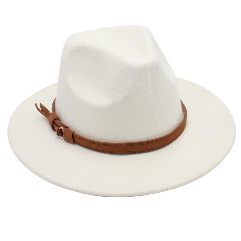 Top Hat Belt Buckle Model Jazz Hat Men'S And Women'S Concave Felt Hat Woolen Hat Fedora Hat