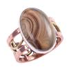 Natural Crazy Lace Agate Gemstone 925 Sterling Silver Two Tone Ring Size 7 S0J47