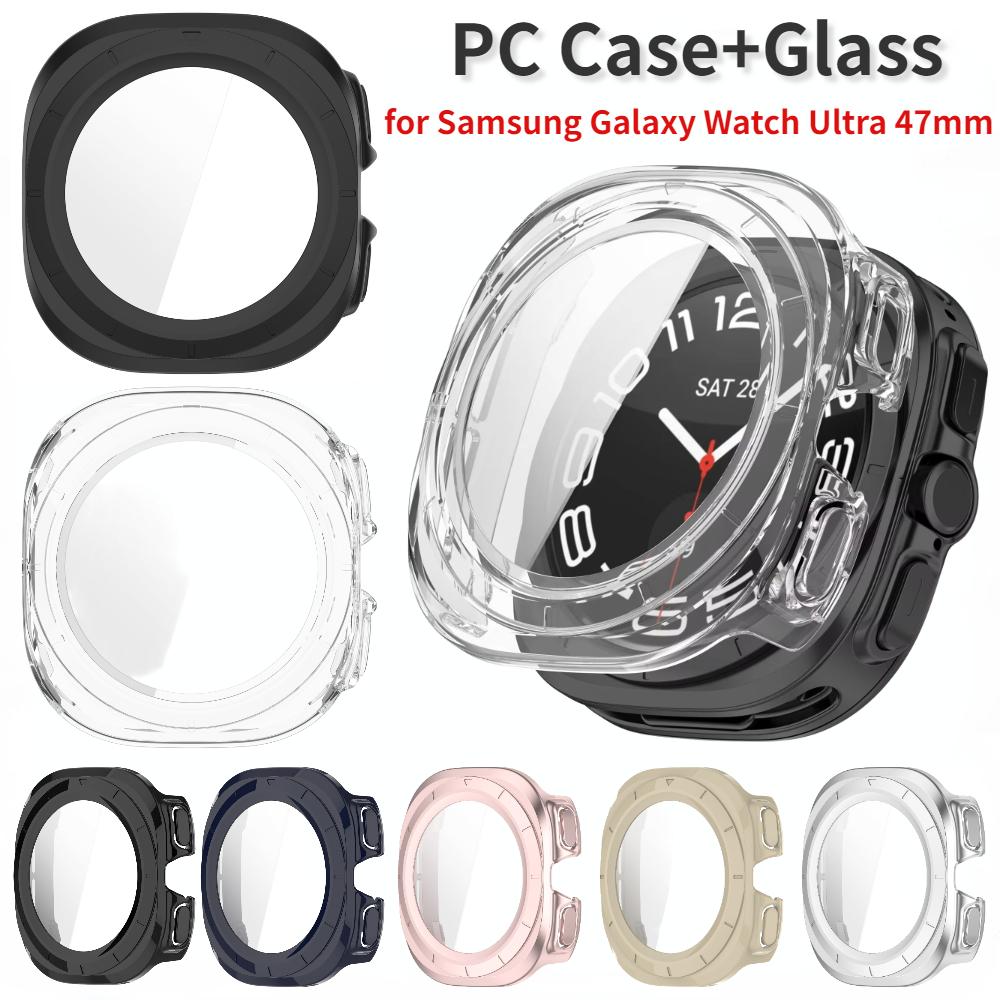 Tempered Glass+PC Case for Samsung Galaxy Watch 8 Ultra 47mm All-Around Protective Bumper Shell for Watch Ultra 47mm Cover