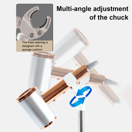 Pet Dryer Stand Adjustable Dog Hair Dryer Holder Floor or Table Mount Hands-Free Blow Dryer Holder Rotatable Grooming Rack for Dogs And Cats