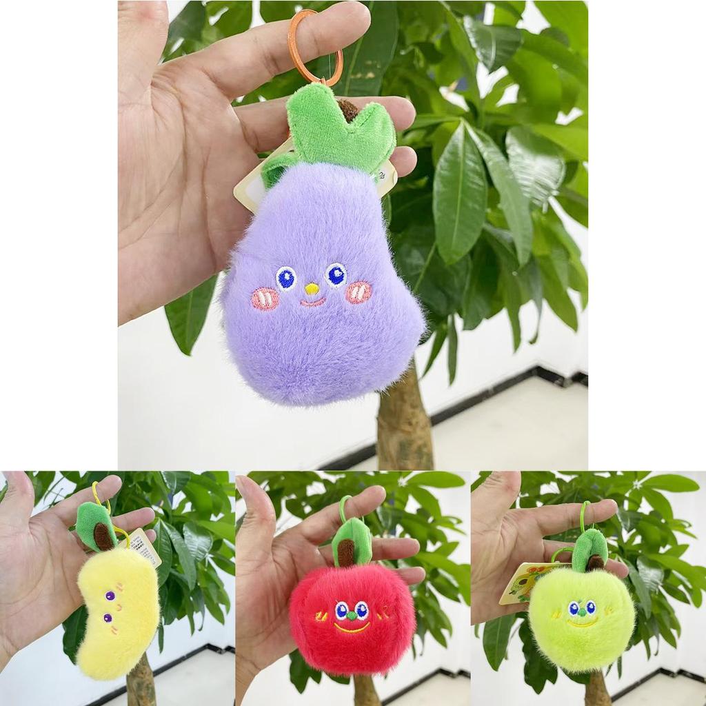 Adorable Plush Fruit Toy Collection Including Watermelon Apple And Strawberry Doll Keychain