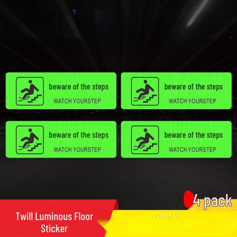 Glow-in-the-Dark Anti-Slip Safety Warning Decal for Slippery Floors