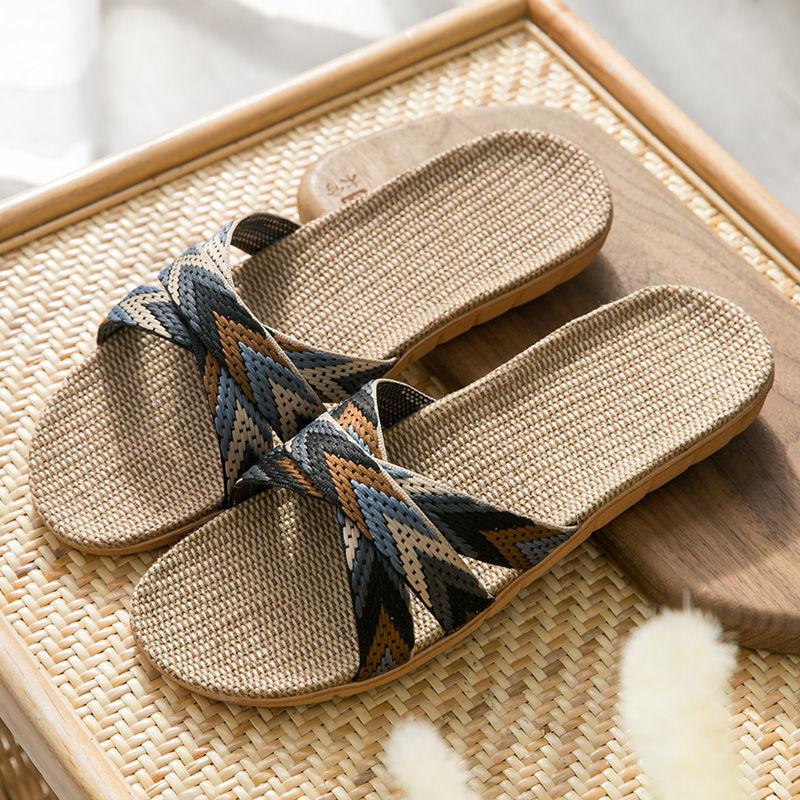 

Летние льняные тапочки легкая подошва нескользящие износостойкие удобные влагоотводящие бесшумные легкие тапочки для дома 40-41 No big shot required