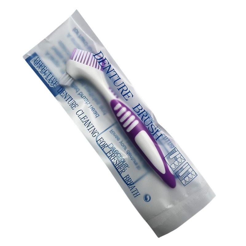 1pc Denture Toothbrush Cleaning Brush Dual Heads Gum Cleaner Invisible Braces Descaling Brush Multi-Layered Bristles False Oral Cleaning Tools