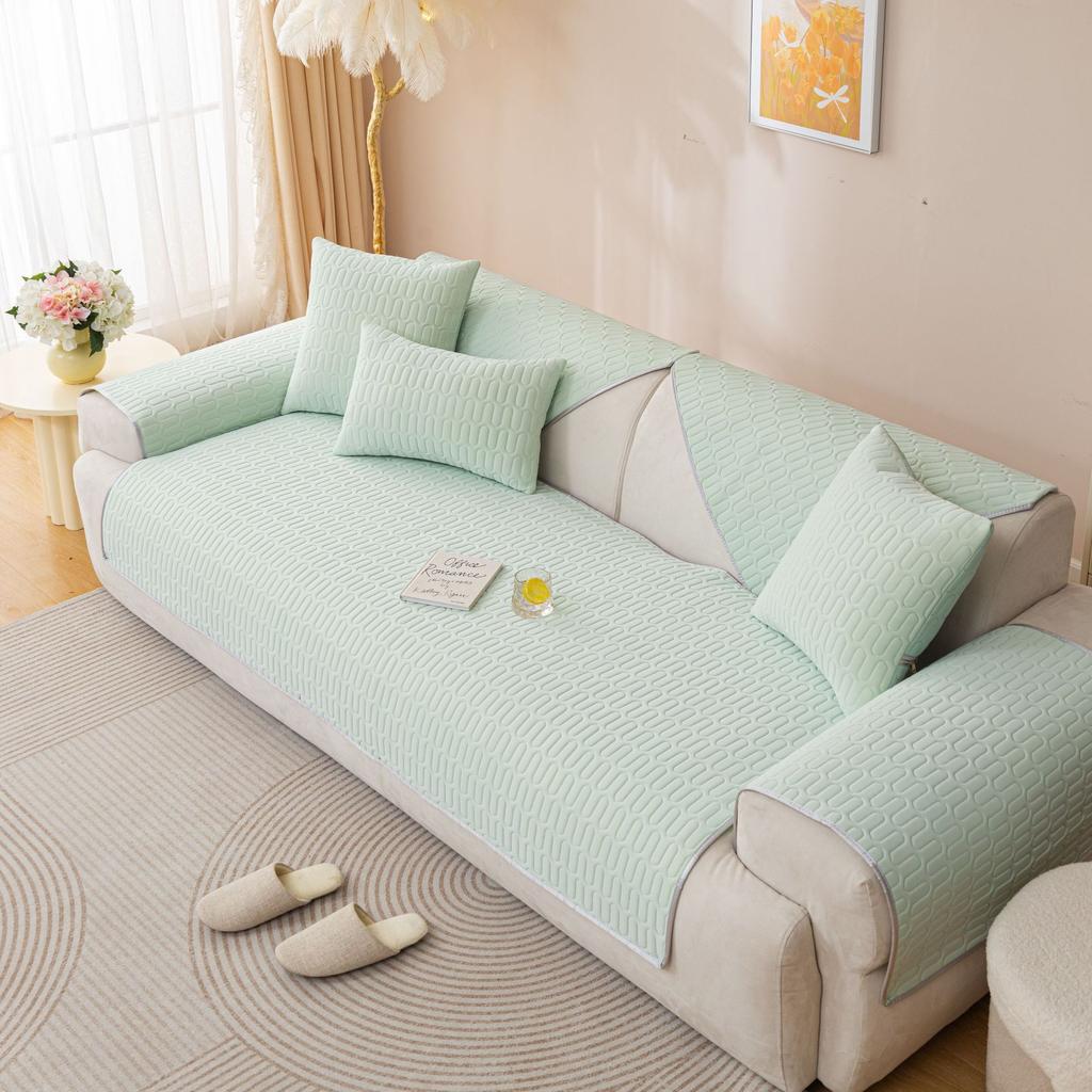 Summer Sofa Cushion Non-Slip Ice Silk Latex Sofa Cushion Suit Cartoon Full Set Mat Sofa Towel Cover Cloth