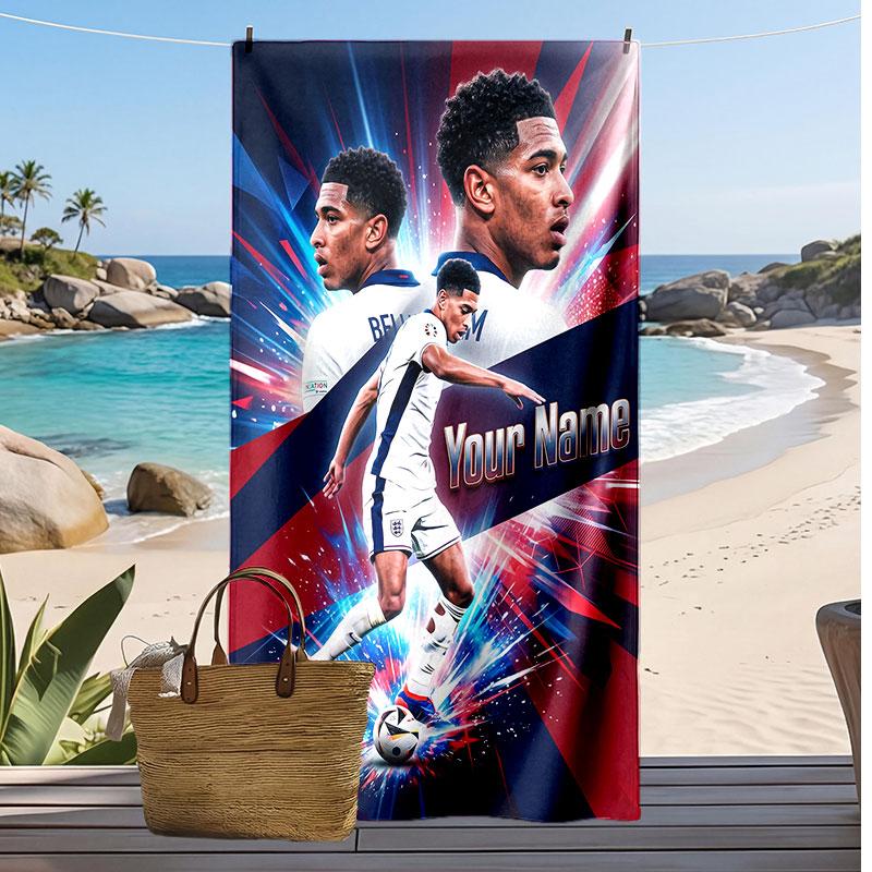 Jude Bellingham Personalisiertes Bedrucktes Strandtuch Fußball Logo Unterstützung Benutzerdefinierter Name Text Saugfähiges Handtuch Für Sport Reisen Besonderes Geschenk