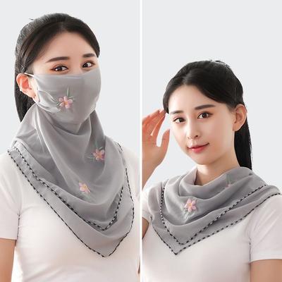 Hiking Embroidered Scarf Unisex Fishing Face Scarves For Men Outdoor Face Cover Ice Silk Mask Triangular Scarf Sunscreen Veil