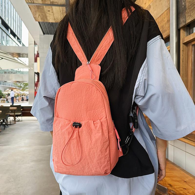 Solid Color Multifunctional Backpack Women's Lightweight Chest Bag