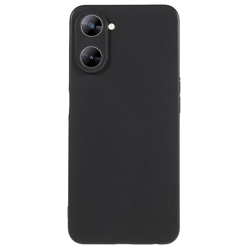 

For Realme V30t Soft TPU Phone Case Drop-proof Glossy Mobile Phone Cover Black