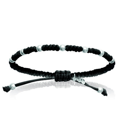 [I8054] - Shambhala Silberarmband 'Beads' schwarz silber - 4 mm