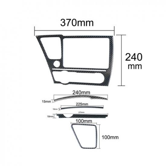 5Pcs For Honda Civic Coupe 2013-15 Carbon Fiber GPS Navigation Panel Cover Trim
