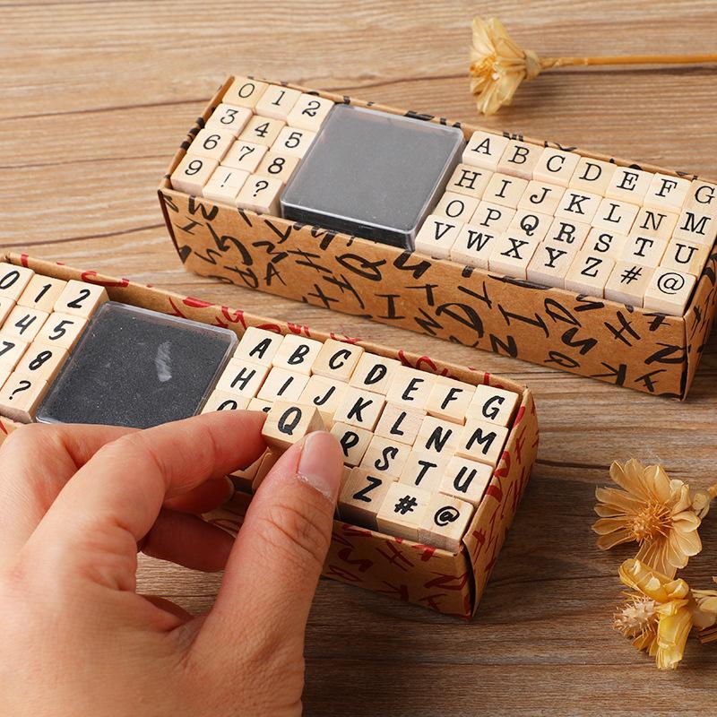 40Pcs Alphabet Stamps Vintage Wooden Rubber Letter Standard Stamp Set For Craft Card Making Planner Scrapbooking Journals