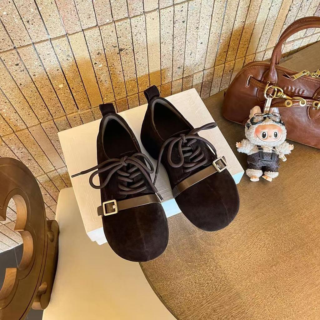 Japanese retro platform lace-up loafers women's 2025 new college style comfortable height-increasing small leather shoes muffin single shoes