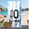 Asciugamano da Spiaggia Personalizzato Stampato Lionel Messi Logo Calcio Supporto Nome Personalizzato Testo Asciugamano Assorbente Per Sport Viaggio Regalo Speciale