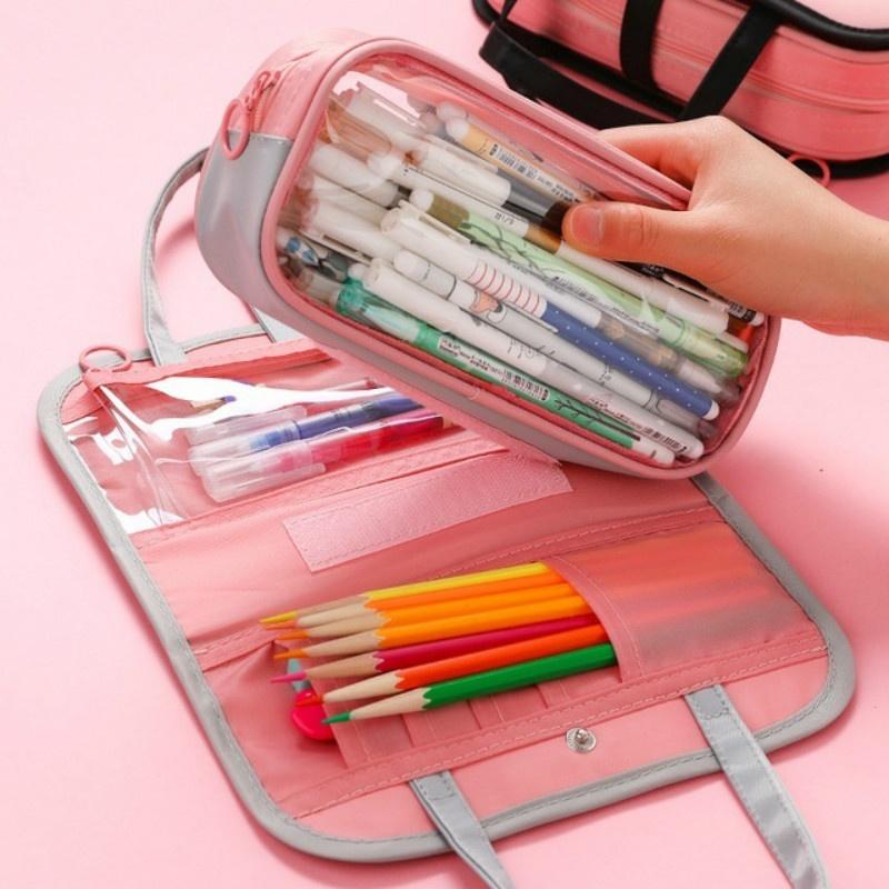 Big Capacity Canvas Storage Pouch Pen Pencil Case Stationery Bag Holder for School Office