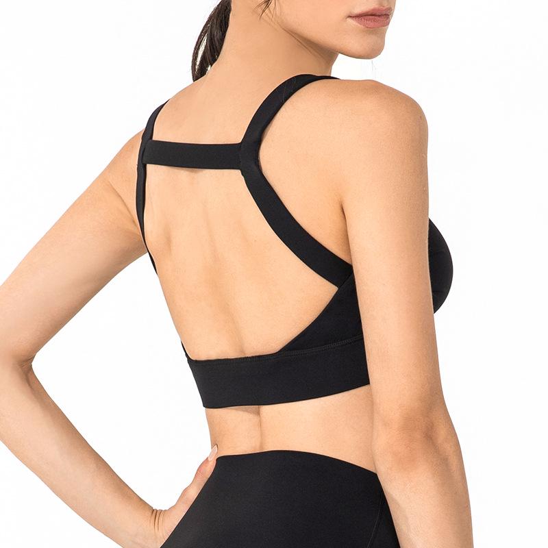 Evropská a americká sexy sportovní podprsenka s odhalenými zády pro ženy: Nárazuvzdorná jóga vesta ve stylu, plus size, letní fitness