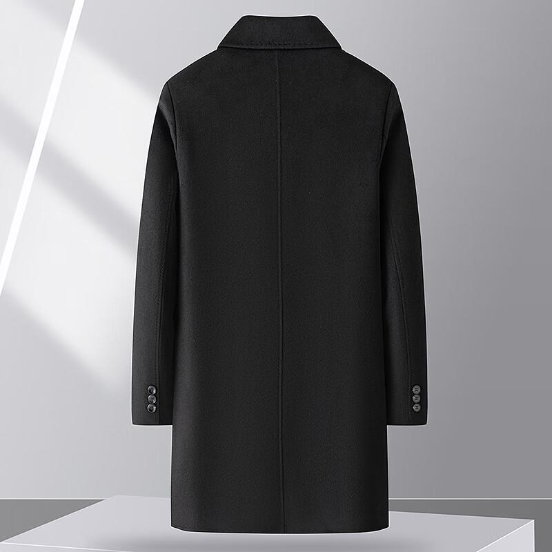 FAPAI Men's 70% Merino Wool Lapel Mid-length Overcoat