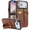 Cards Solt Wallet Wrist Band Leather Case for IPhone 17 16 15 Pro Max 12 13 11 XS X XR 15Plus Bracket Wristband KickStand Cover