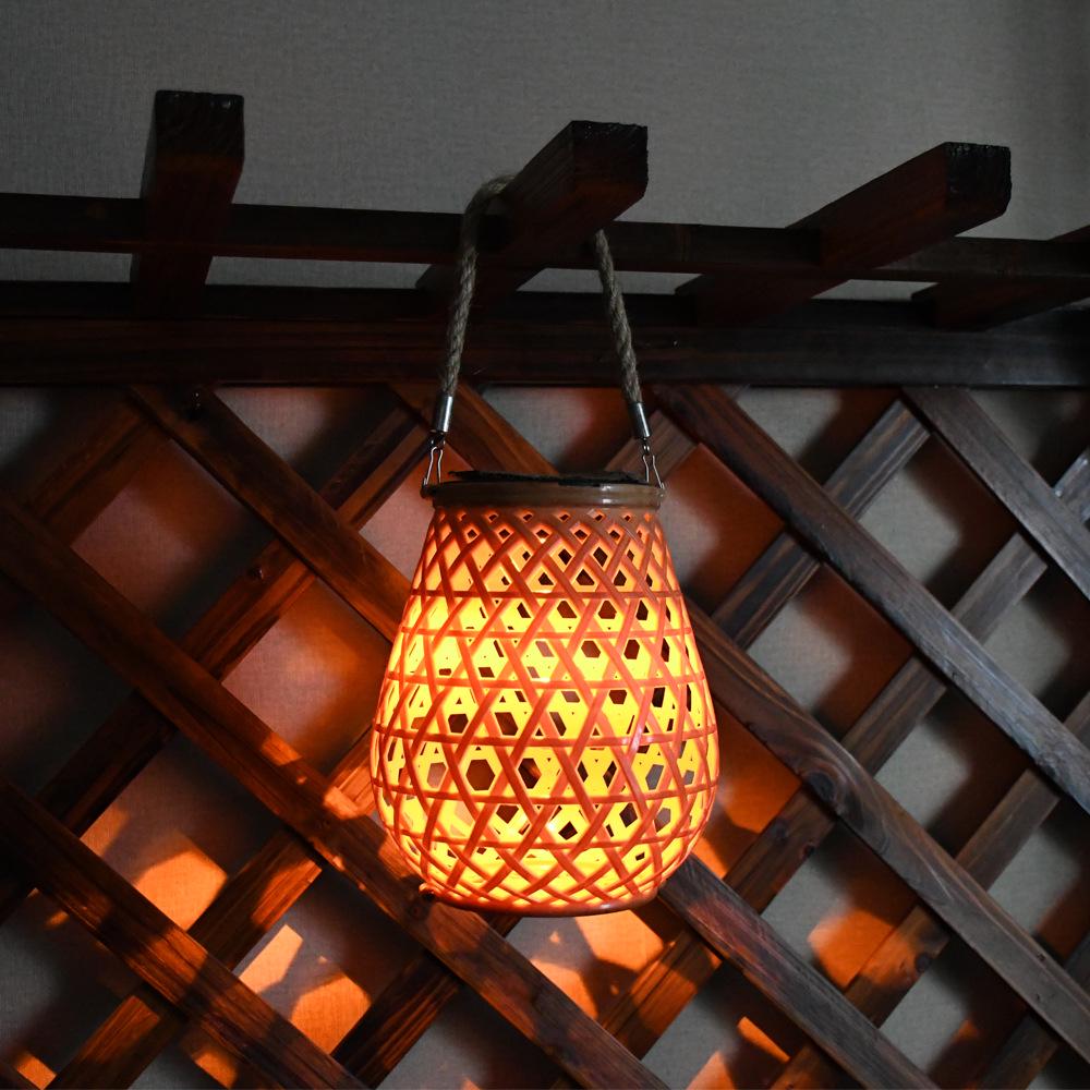 Waterproof Solar USB-Charging Red Bamboo Lantern for Outdoor Wedding Décor