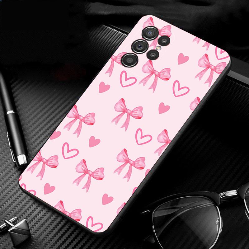 Phone Case For Samsung Galaxy S26 S25 S24 S23 S22 Ultra S23 S22 S25 Plus S24FE S23FE S26Edge Cute Pink Heart Bow