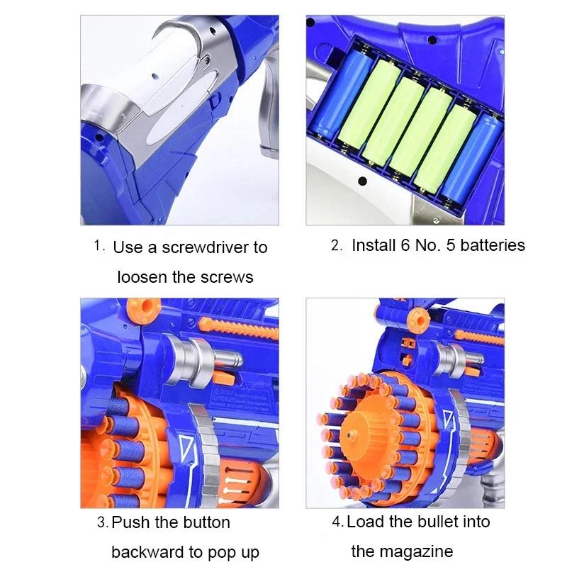 Gun Toy Children's Electric Continuous Shooting Gatling Suction Cup Soft Bullet BB Gun for Kids Gift
