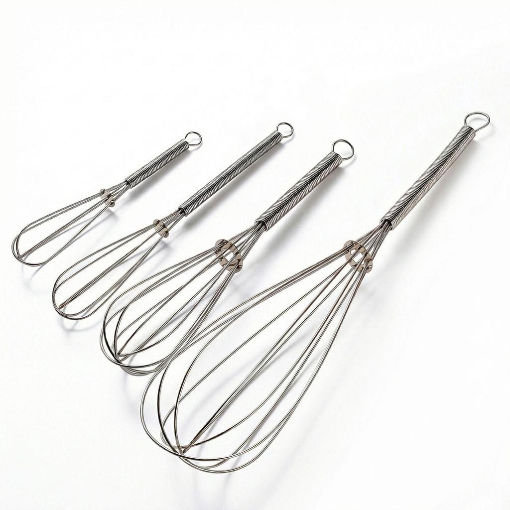 Stainless Steel Spring-Handle Manual Whisk for Eggs, Cream & Flour