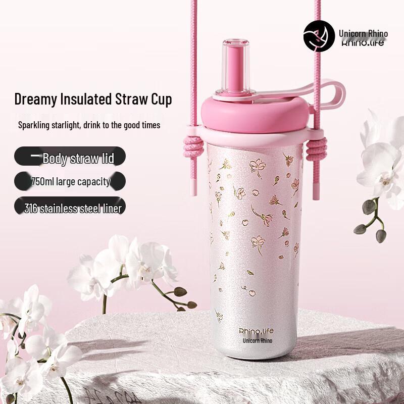 Rhinoceros 316 Insulated Tea Infuser Bottle with Straw & Dust Cover