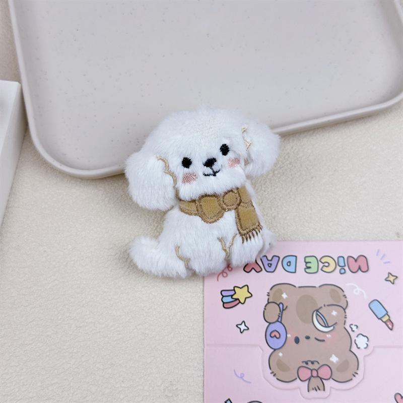 Adorable Dog Scarf Plush Keychain - Backpack Accessory, Doll Figure, Brooch