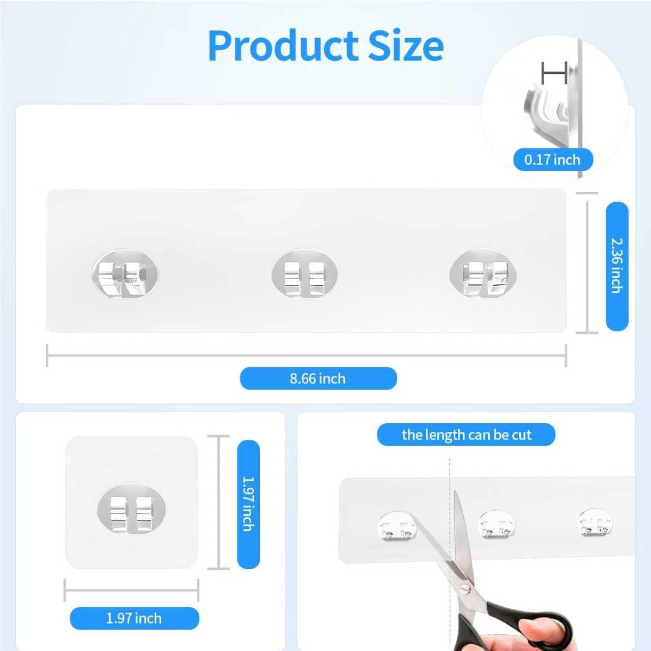 Elegant Shower Caddy Adhesive Replacement, 6 PCS Strong Waterproof Adhesive Hooks and Strips for Shower Shelf and Bathroom Storage Shelf, No Drilling