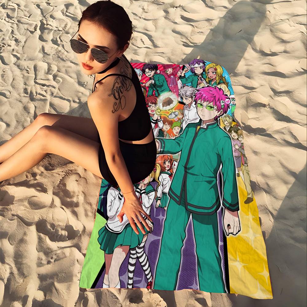 Saiki K Japanese Anime Big Microfiber Beach Towels Quick Dry Towel Sand Beach Towels Pool Towel for Travel Swim Pool Yoga