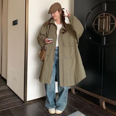 Trench Coat Women's Spring and Autumn New Korean Version Loose Large Size Casual Foreign Style Hooded Coat