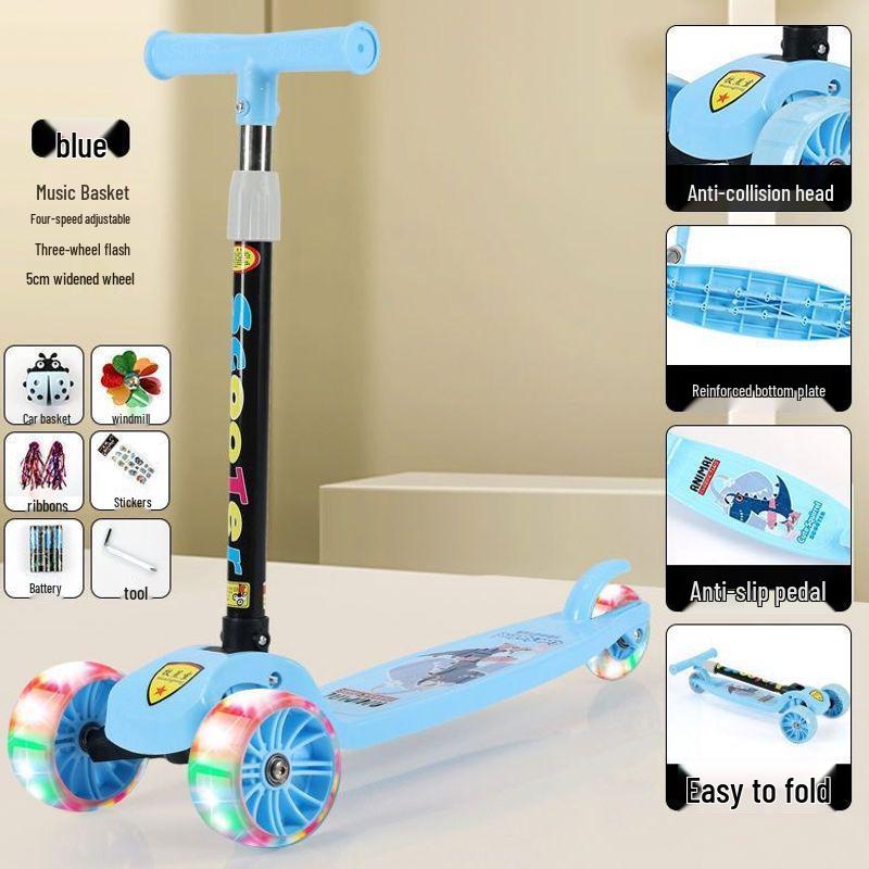 Foldable, Height-Adjustable Scooter for Kids Ages 2-10 with Flashing Wheels and Yo-Yo Design