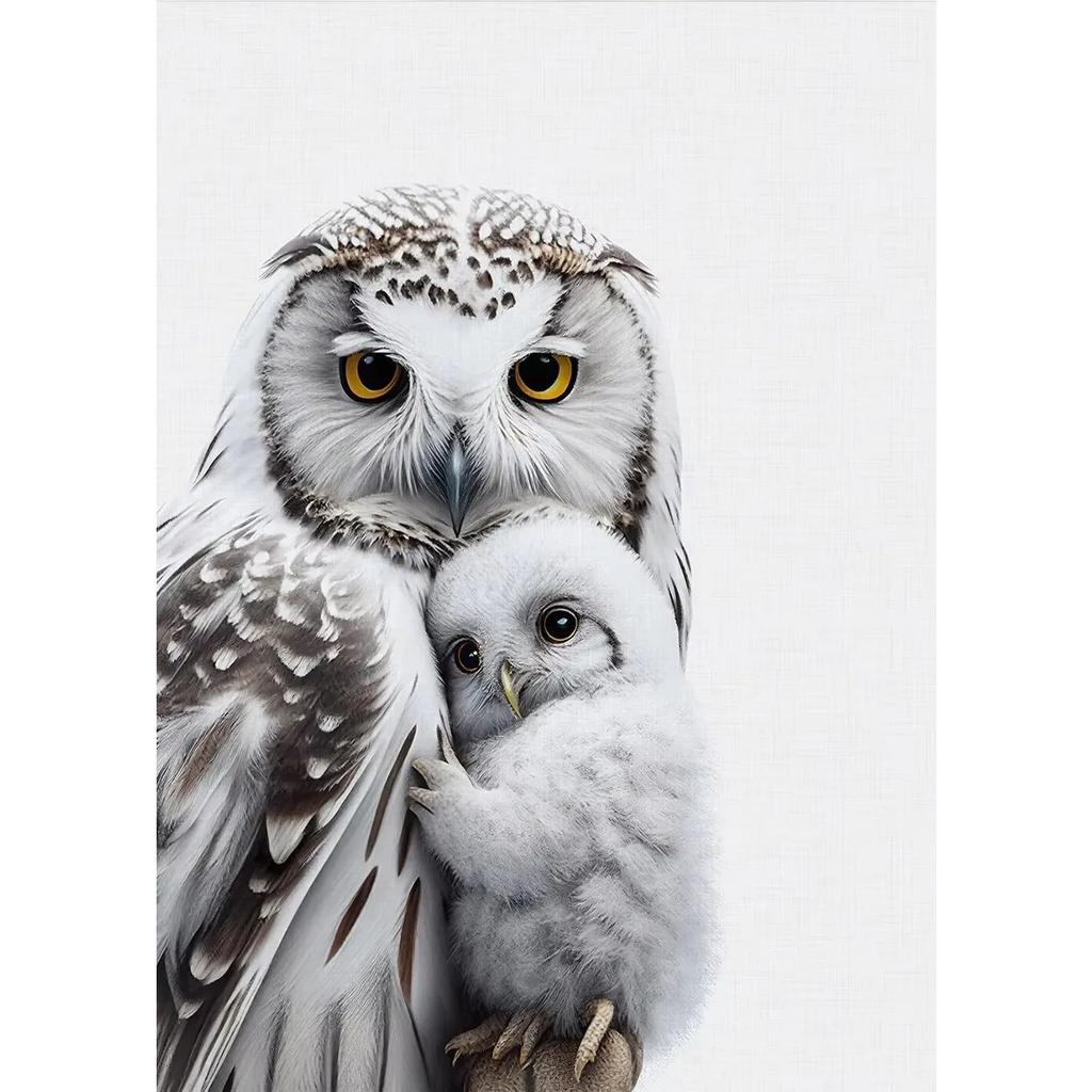 Animal and Their Cute Baby Poster Lion Elephant Koala Bear Owl Fox Canvas Painting Wall Art Pictures for Nursery Baby Room Decor