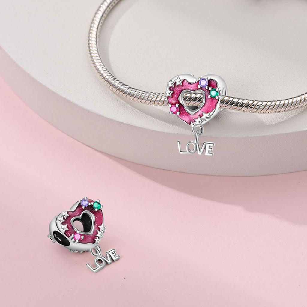 S925 Silber Kirsch-Anhänger Perlenarmband DIY Handgefertigter Schmuck Zubehör Eiscreme Kuchen Perlen