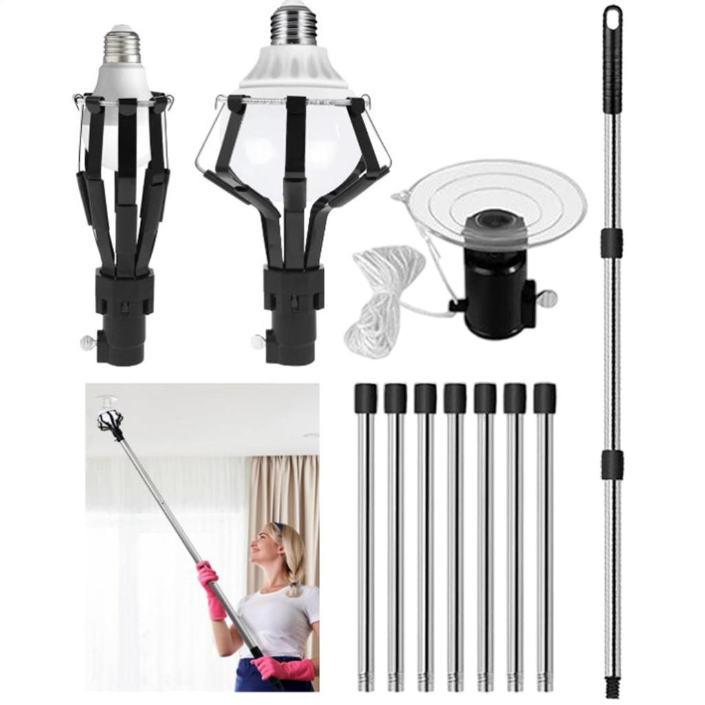 Light Bulb Changer 13FT Household Light Removal Tool With Basket And Suction Cup Telescopic Bulb Changer For Indoor Chandelier