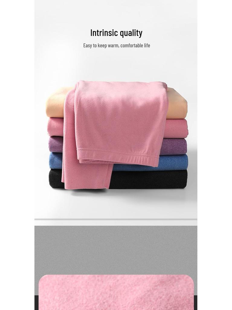 Women's Seamless Thermal Underwear Set: Plus Velvet Thick Top & Bottom; Thin, Cold-Proof for Autumn/Winter