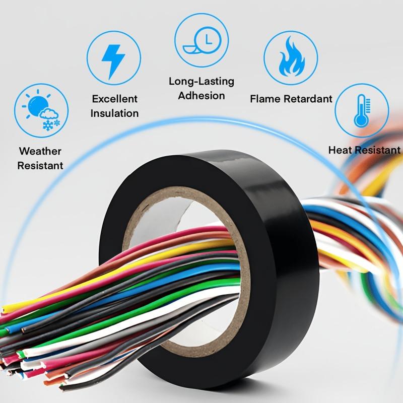 10 Rolls Black PVC Insulating Electrical Tape Strong Adhesive Heat Resistant for Wire Racket Grip HouseholdPinstriping Tape 3