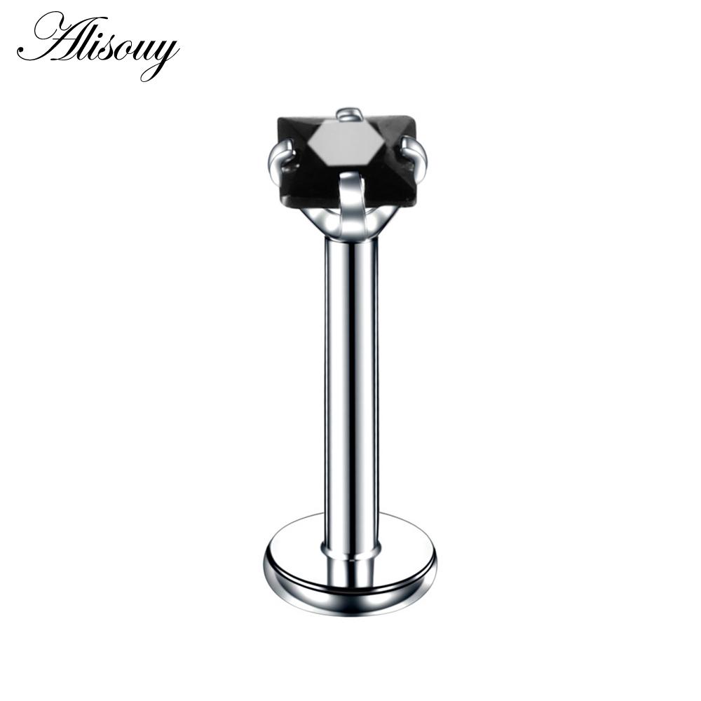 

Alisouy 1 шт., стальное кольцо с лабреткой, звездное кристаллическое кольцо для пирсинга губ, внутренняя резьба, драгоценный камень, кольцо для губ, серьги-гвоздики для козелка, украшения для тела #1 1.2*6*3mm чёрный