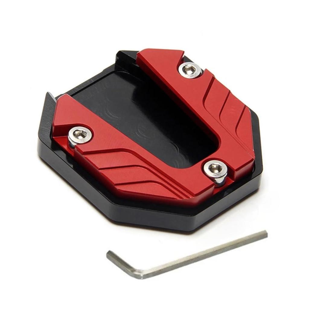 LIKENNY Motorcycle Universal Side Stand Alloy Plate Dress Up Parts Yamaha Honda Suzuki Kawasaki (Red)