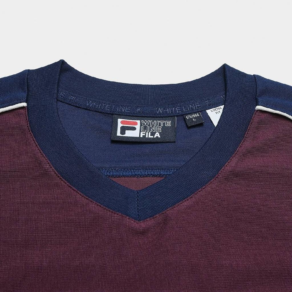FILA Original FW25 V-Neck Loose Knit Short Sleeve T-Shirt Men tops F11M619103F-NV