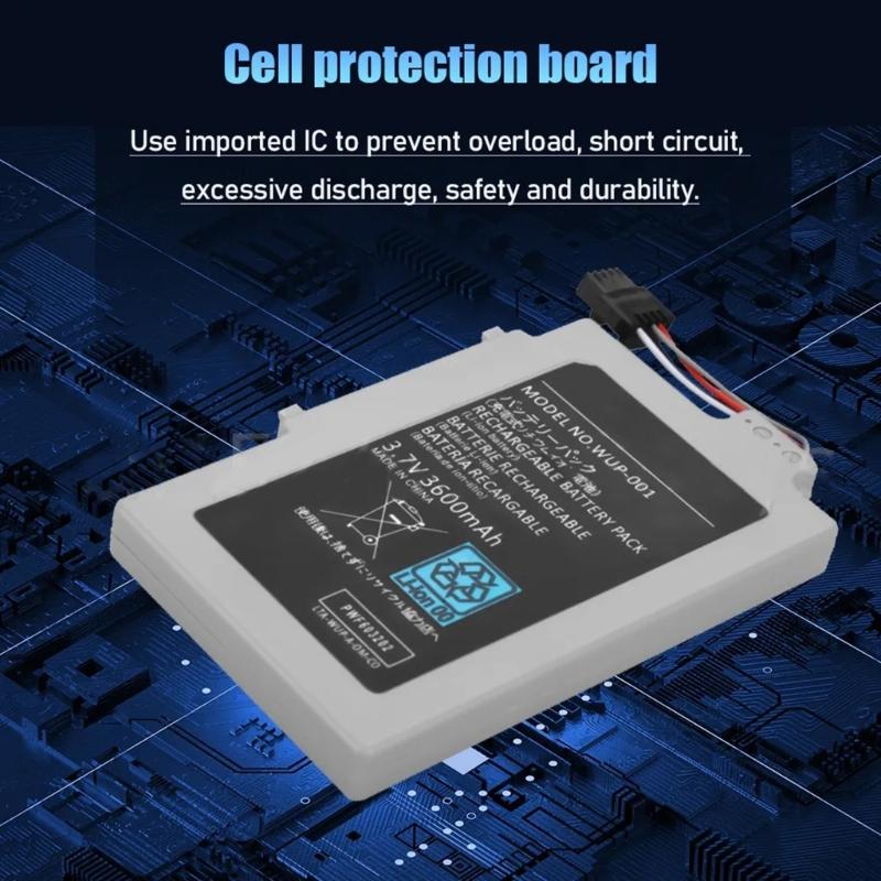 3.7V 3600mAh Large Capacity Handle Battery Replacement Gamepad Lithium-battery for WUP Controller with Repair Tool