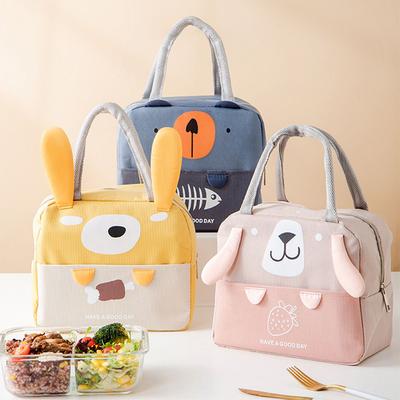 Cute Cartoon Lunch Bag Handheld Lunch Box Bag for Office Workers and Students Aluminum Foil Insulated Lunch Bag