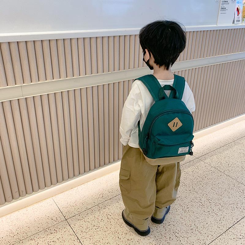 Boys Travel Backpack Simple And Lightweight Boys And Girls Canvas Solid Color Going Out Small Backpack Children'S Bag