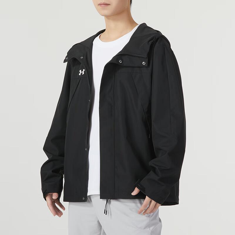 Under Armour Solid Logo Outdoor Training Running Fitness Hooded Jacket Men Jackets Black 23600401-001