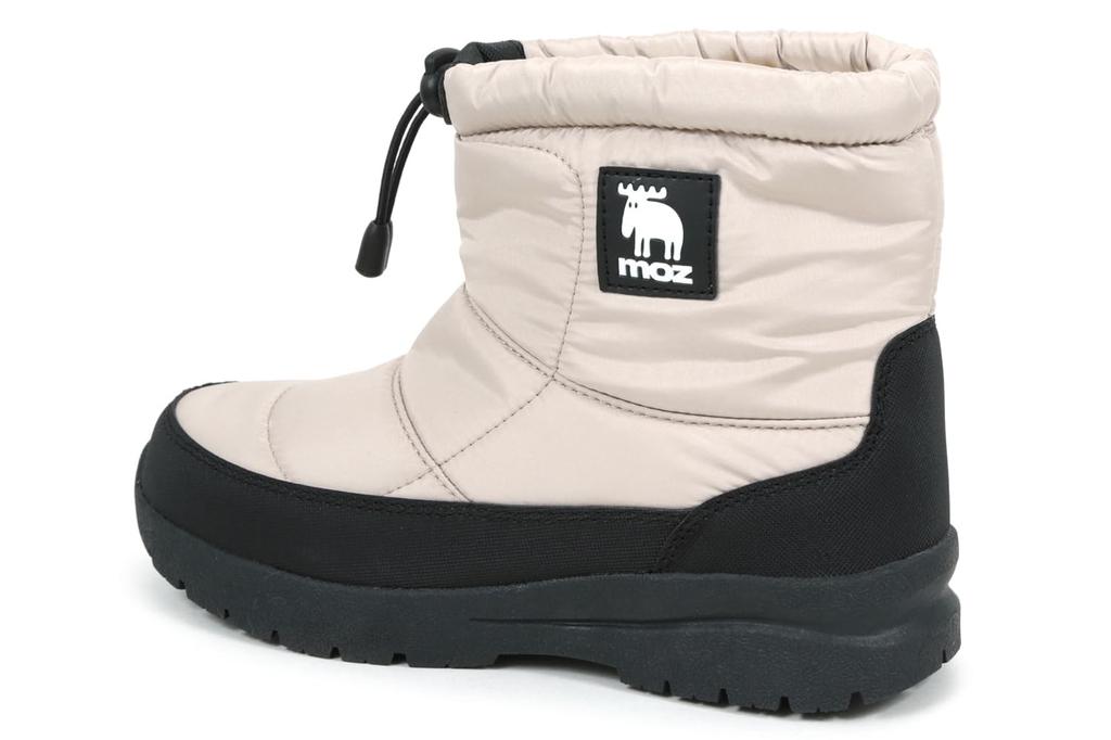 Mozu Women's Down Boots, Inner Boa, Paracord Cuff, 4-Hour Waterproof, Water-Repellent, Non-Slip Sole, Greige, Size 24.5cm