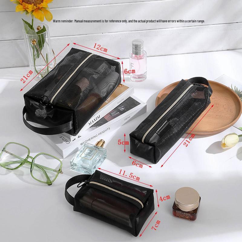 Mesh Cosmetic Storage Bag - Portable Handbag for Makeup, Lipstick, and Brushes (In Stock, INS Style)
