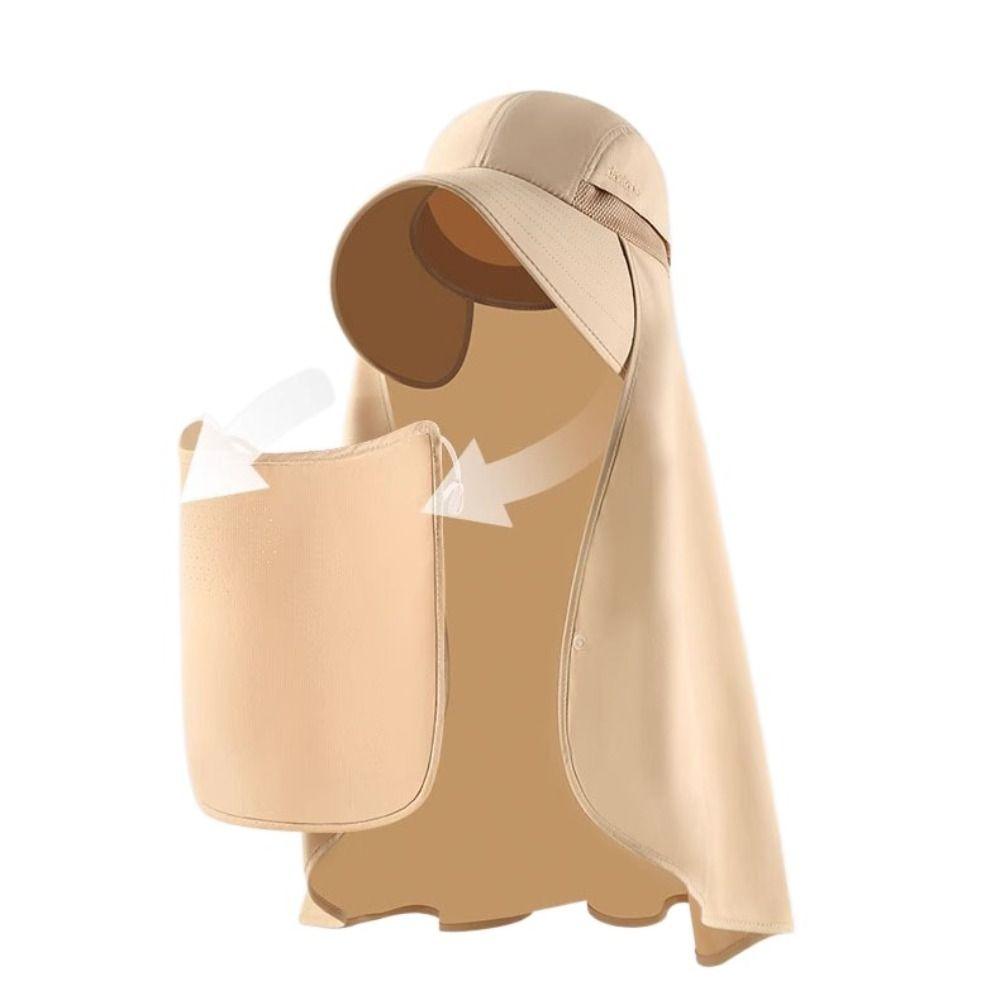 Wide Brim Shawl Fisherman Hat Detachable Mask Women Sun Hat Simple Hiking Bucket Hat Travel